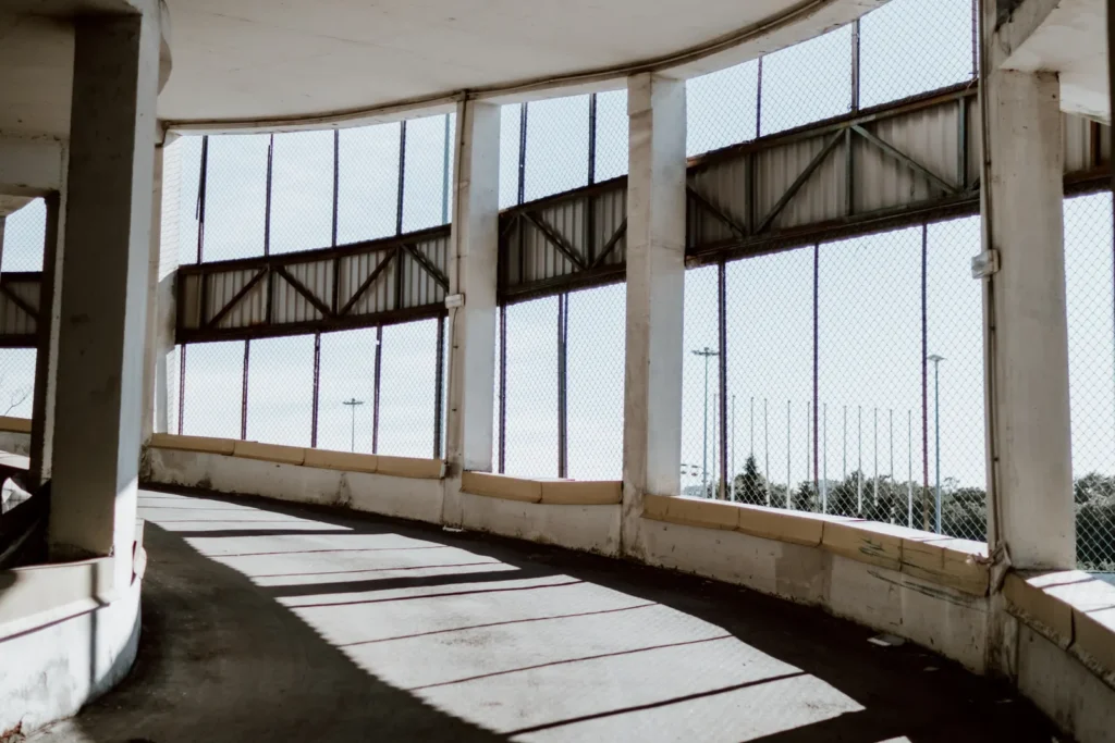 Concrete parking deck level, the kind of structure a QPSI surveys during a condition assessment